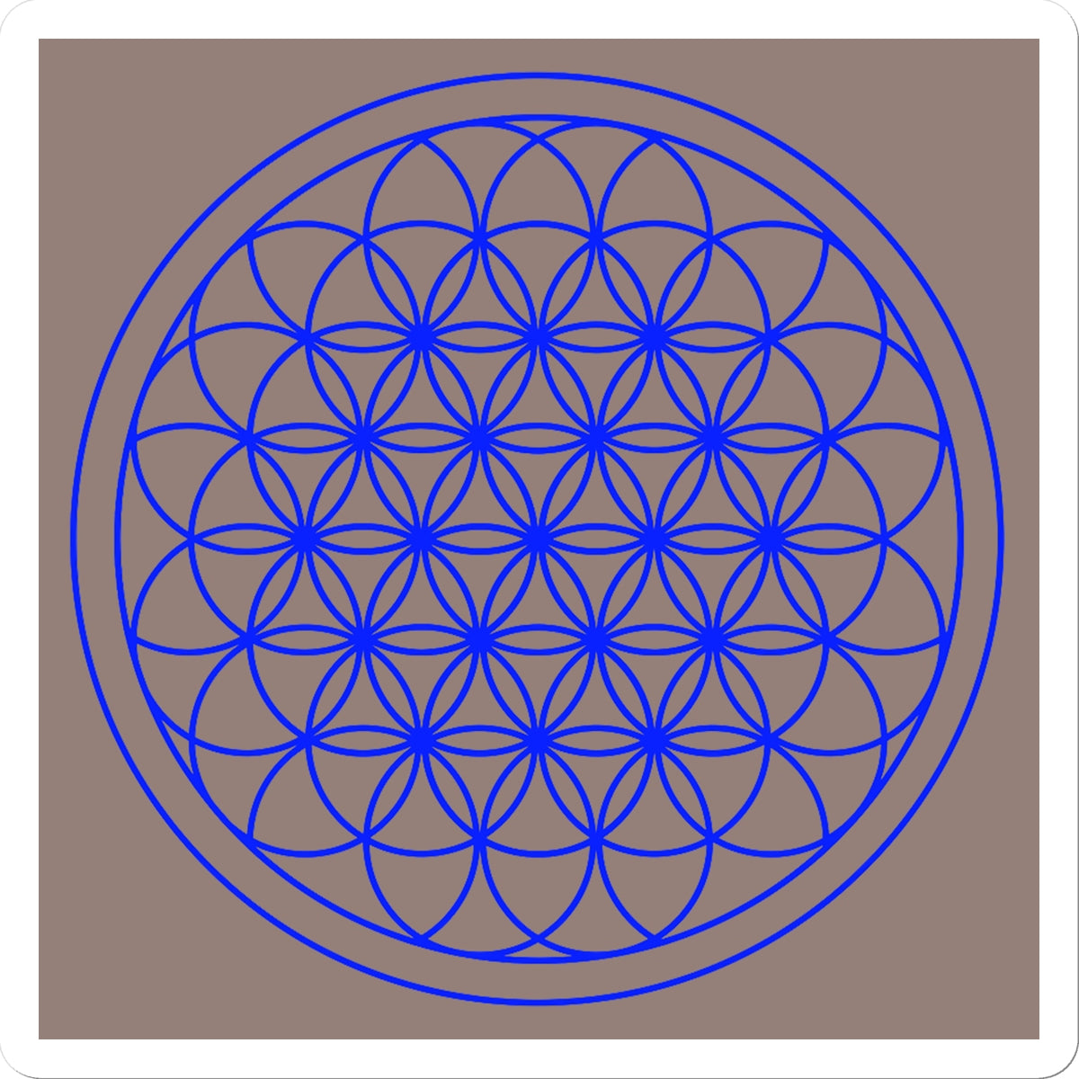 Flower of Life in Blue with Brown background Sticker