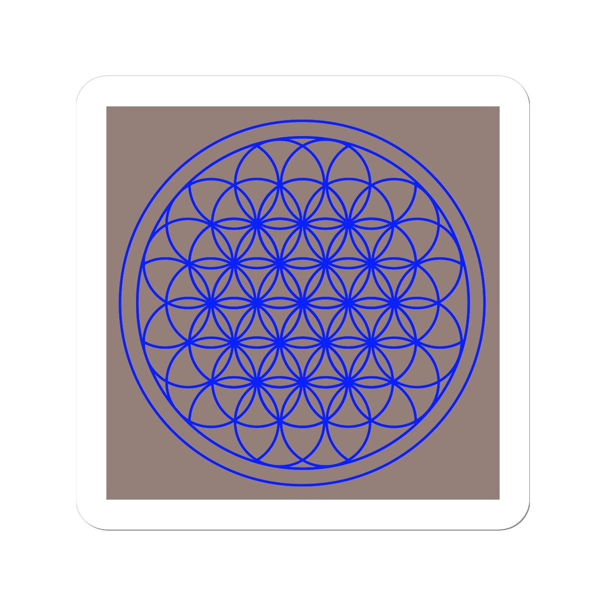 Flower of Life in Blue with Brown background Sticker