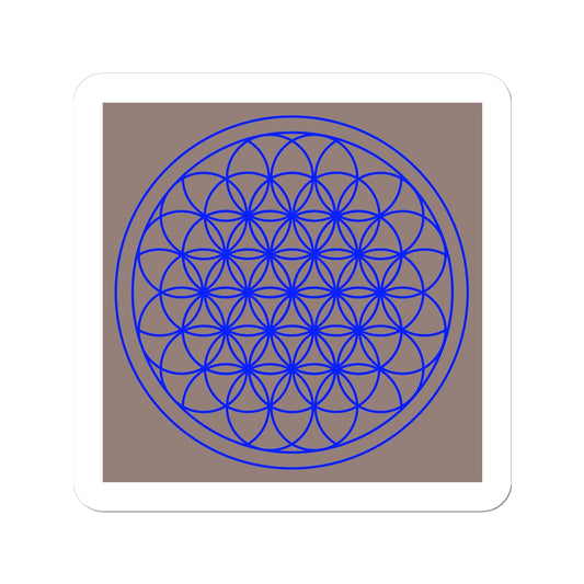 Flower of Life in Blue with Brown background  Sticker