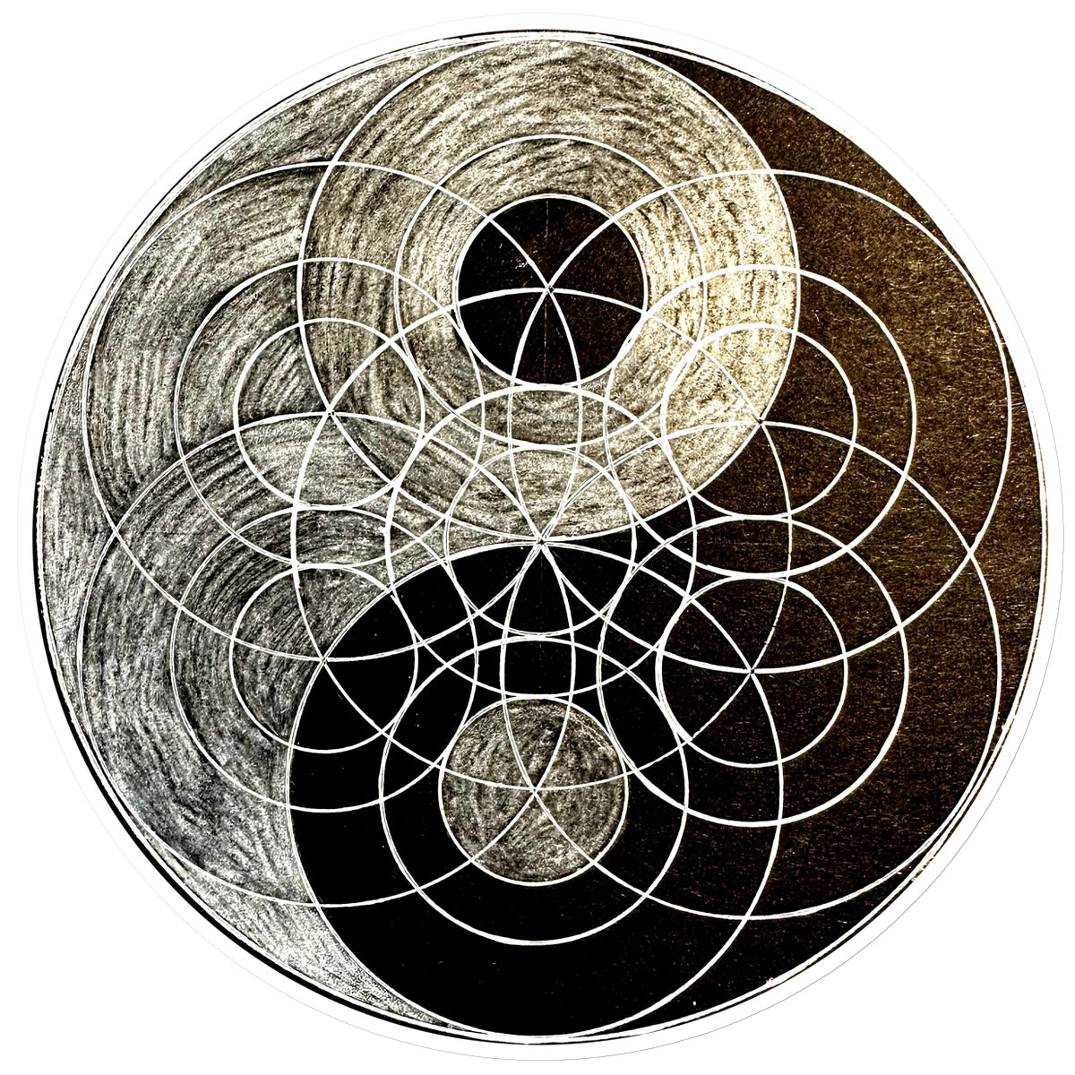 Yin Yang Golden Circle Sticker