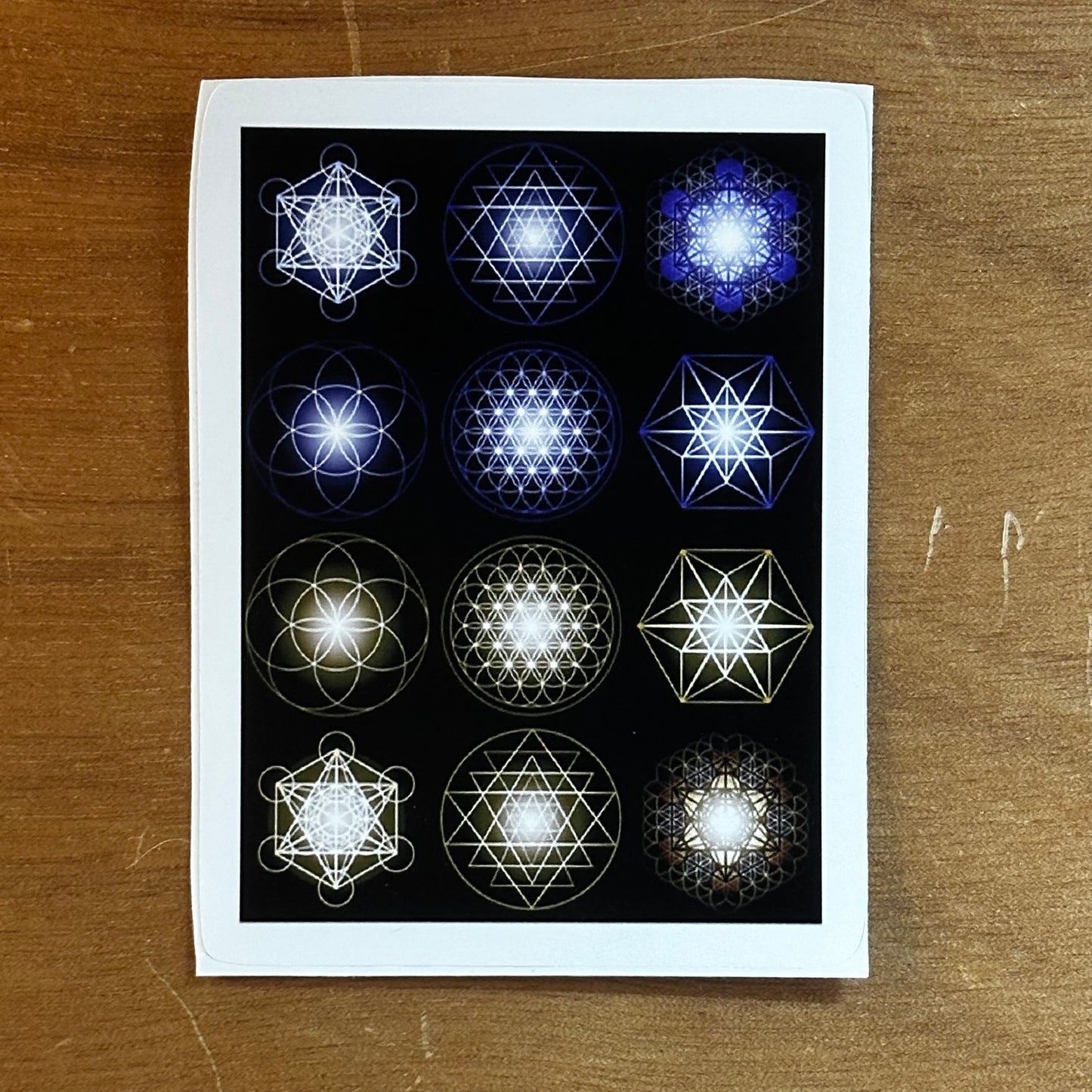 Sacred Geometry in Gold and Blue Print Sticker