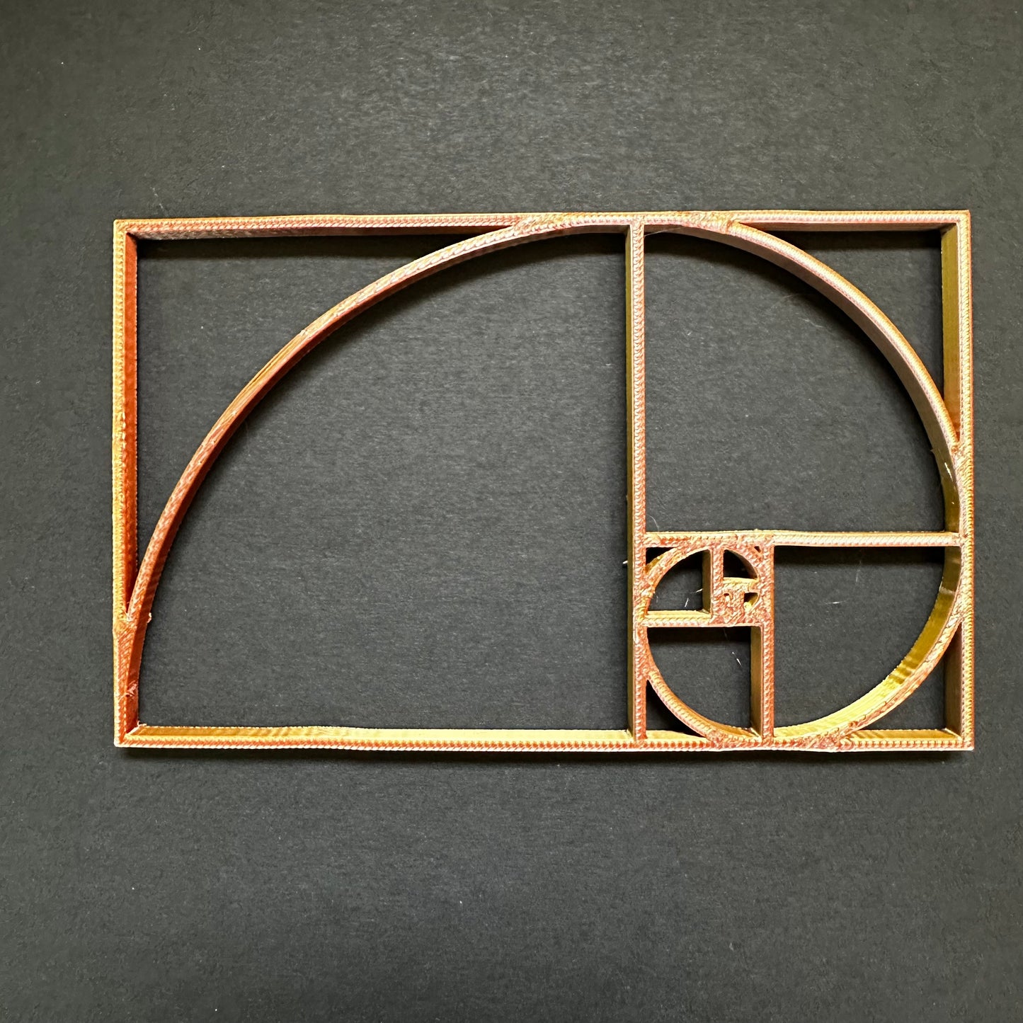 3D Printed Fibonacci Spiral – Golden Ratio Rectangle 5” x 3”