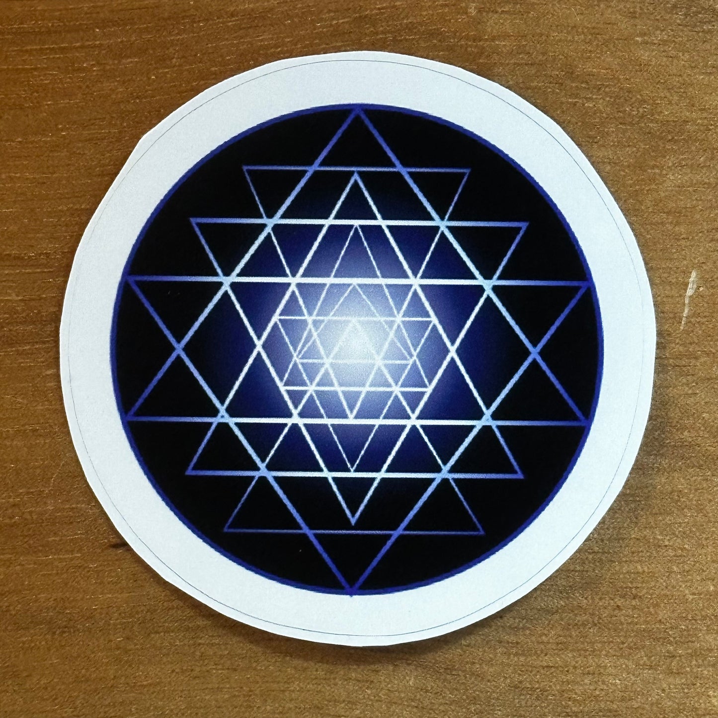 Shri Yantra in Blue Sticker - Nature of Flowers