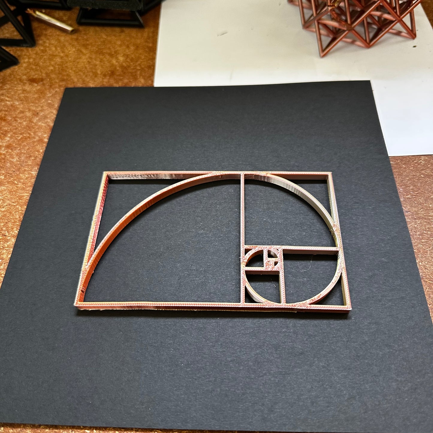 3D Printed Fibonacci Spiral – Golden Ratio Rectangle 5” x 3”