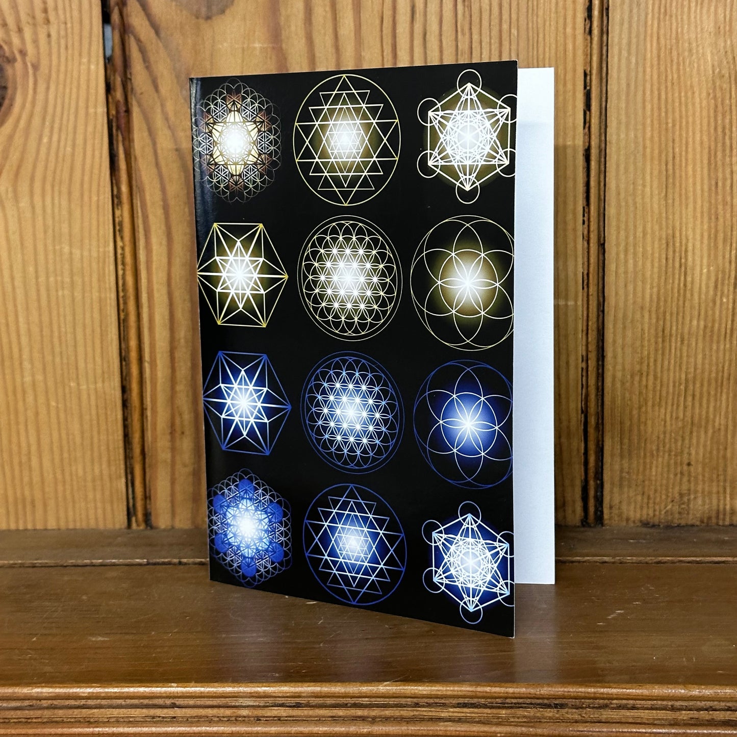 Sacred Geometry in Gold and Blue Print Greeting Card