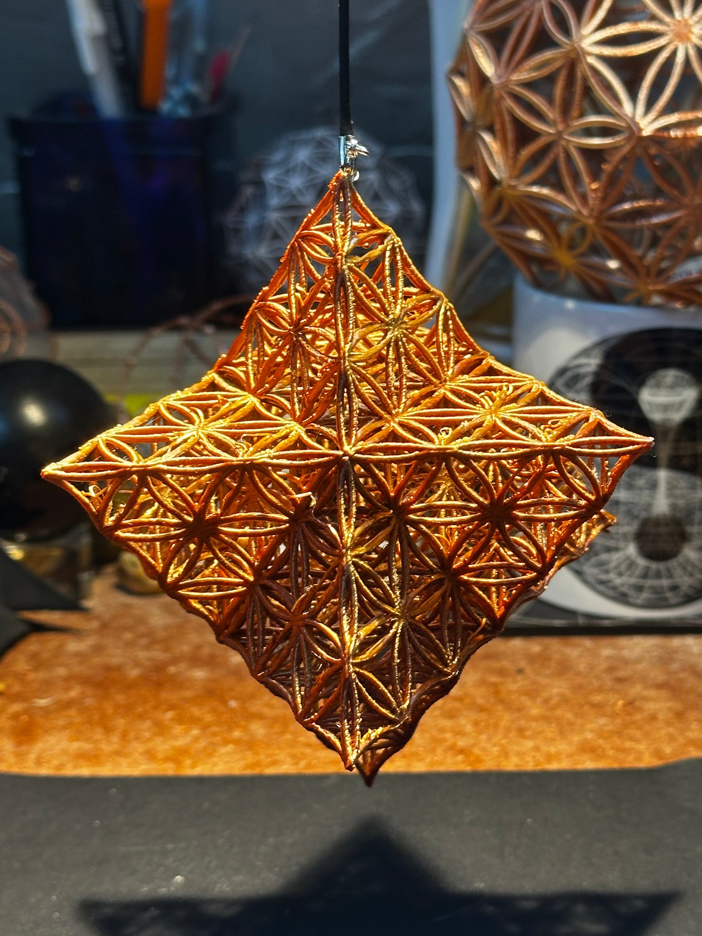 Merkaba with Seed of Life Motif & Central Octahedron– Sacred Geometry in Light & Shadow