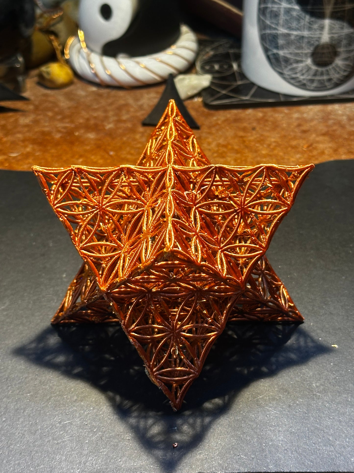 Merkaba with Seed of Life Motif & Central Octahedron– Sacred Geometry in Light & Shadow