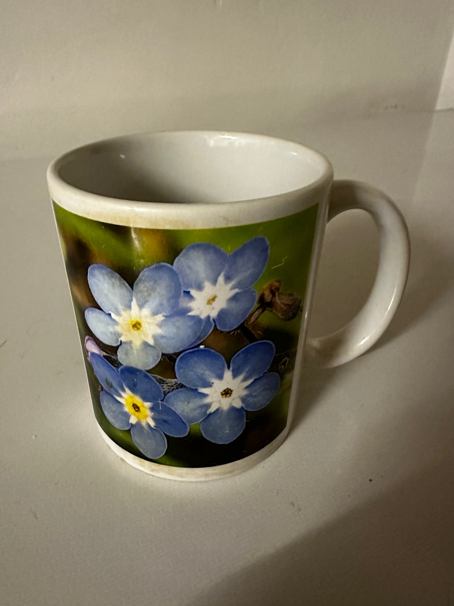 “Least We Never Forget” Blue Double Flower Mug - Nature of Flowers