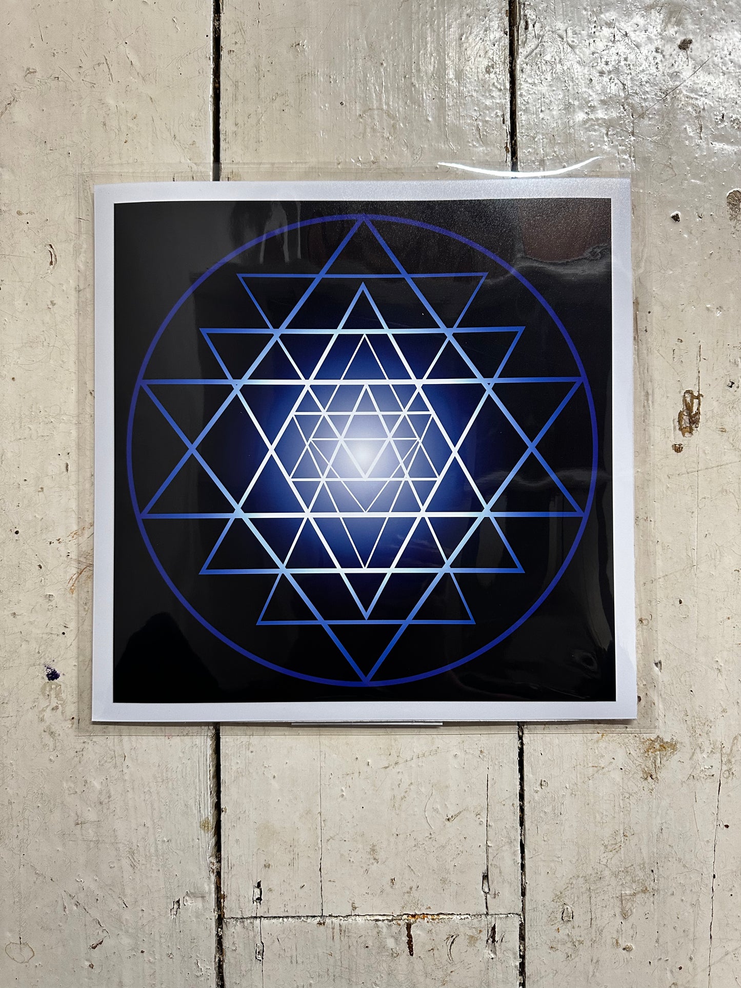 Shri Yantra in blue C-Type Print - Nature of Flowers