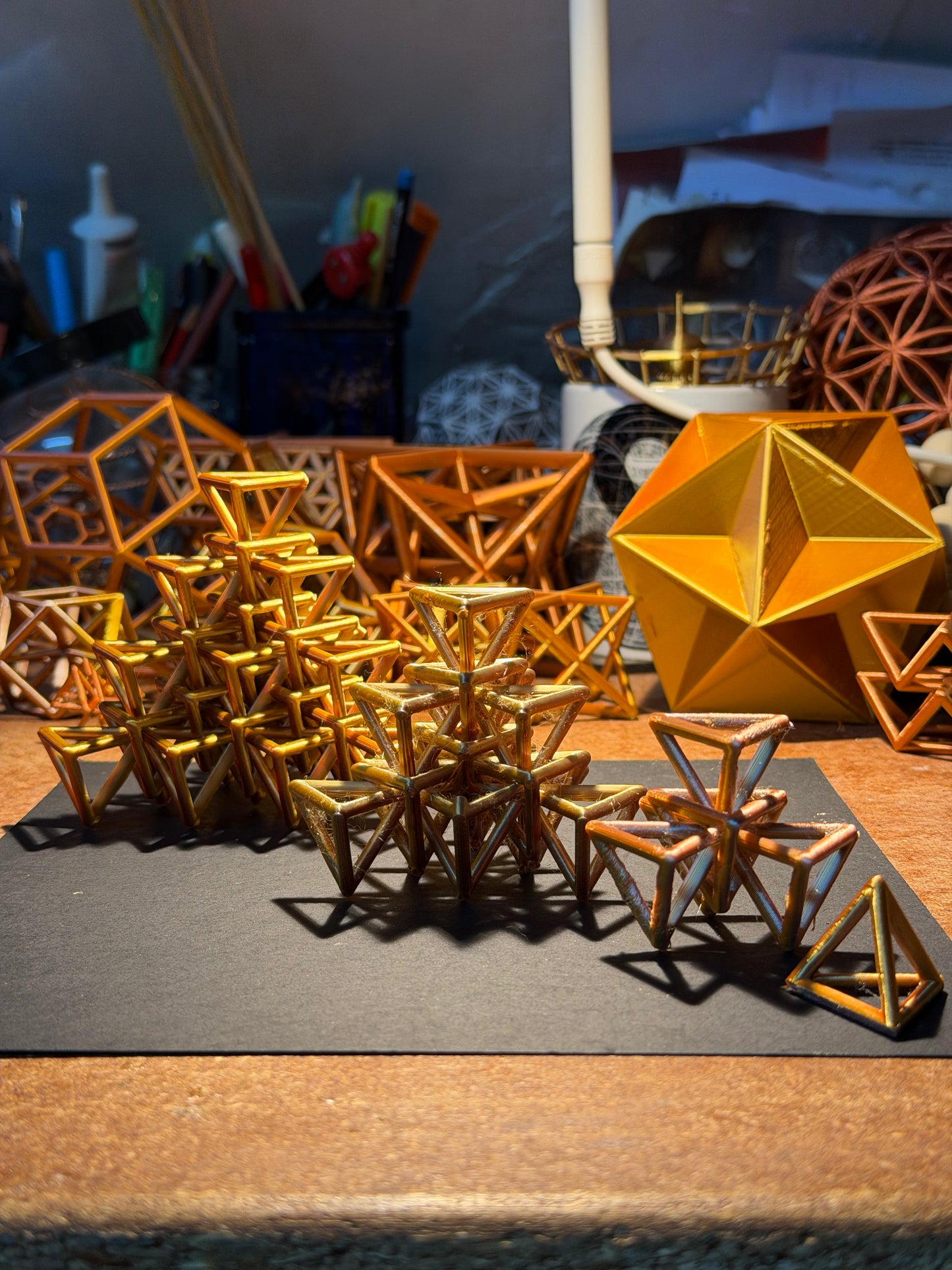 Set of Order 1,2,3,4 stacked and interlinked Tetrahedrons - Nature of Flowers