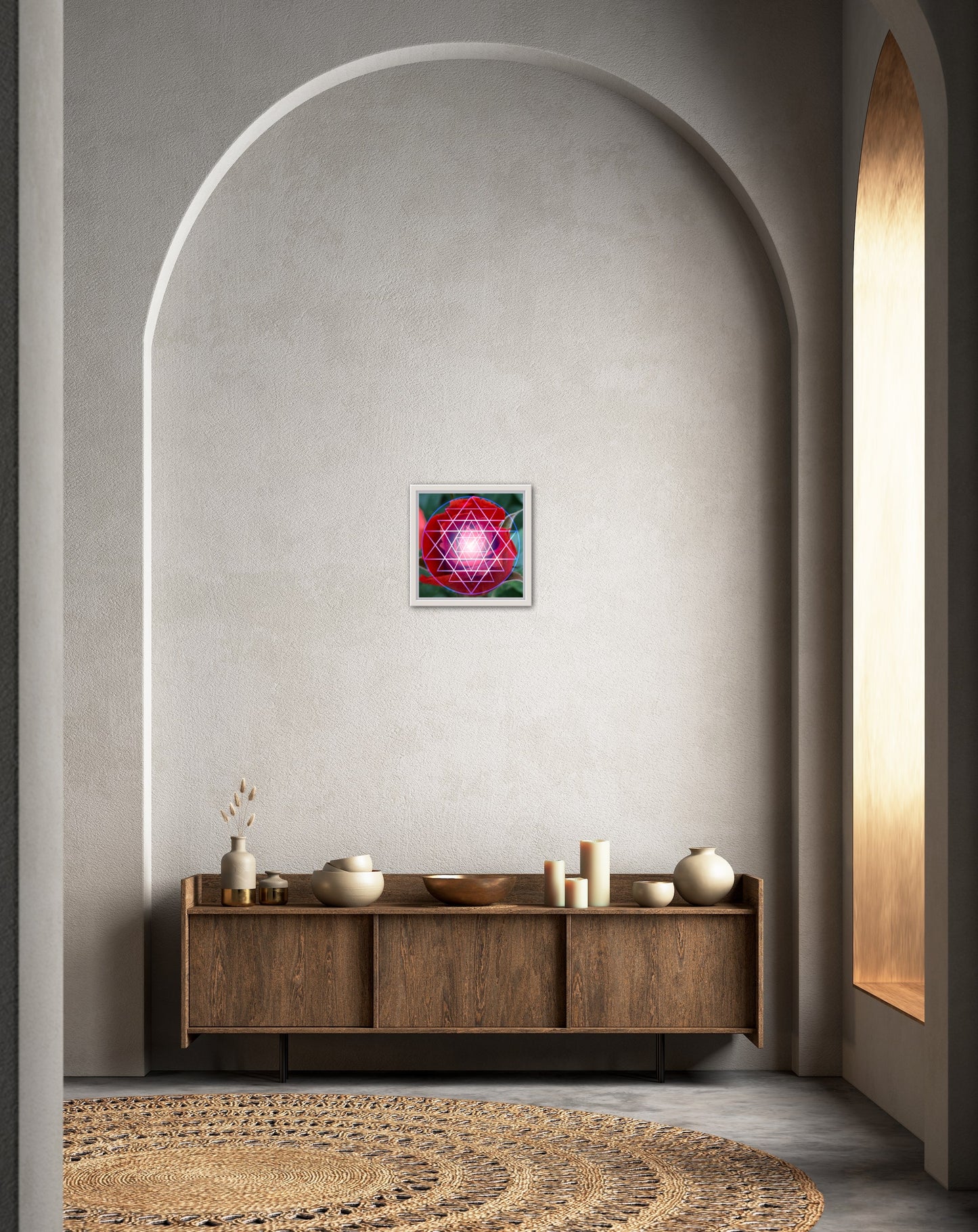 Red Rose Shri Yantra C-Type Print - Nature of Flowers