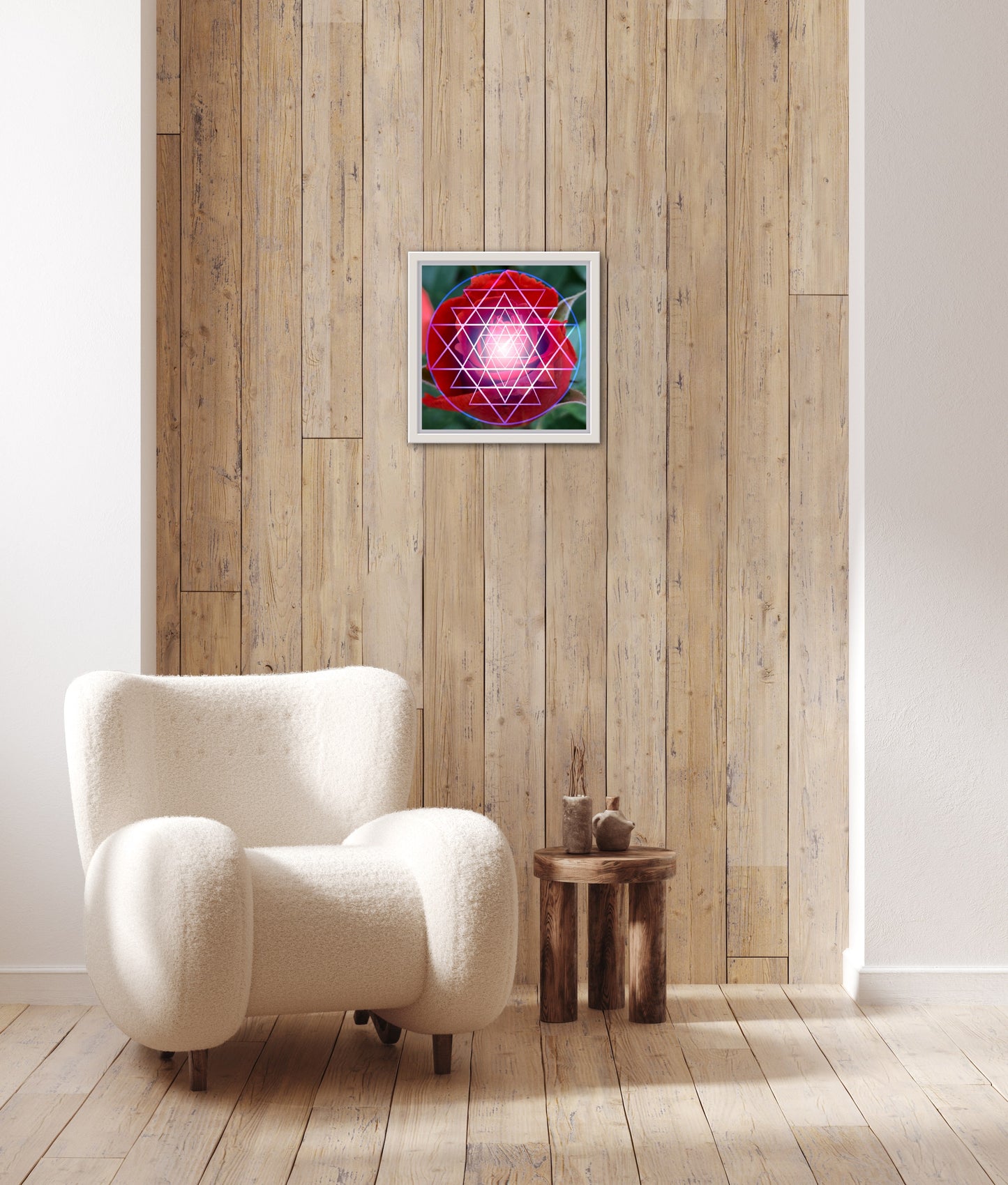 Red Rose Shri Yantra C-Type Print - Nature of Flowers