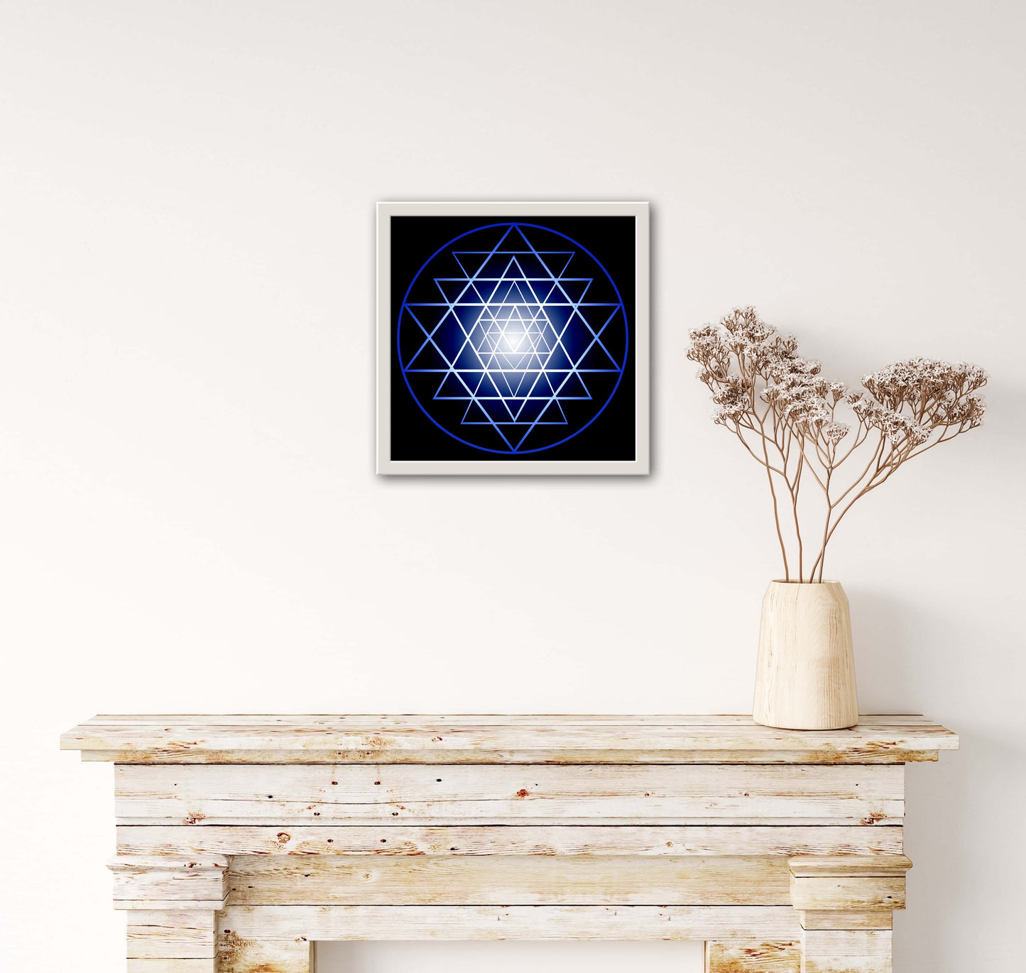 Shri Yantra in blue C-Type Print - Nature of Flowers