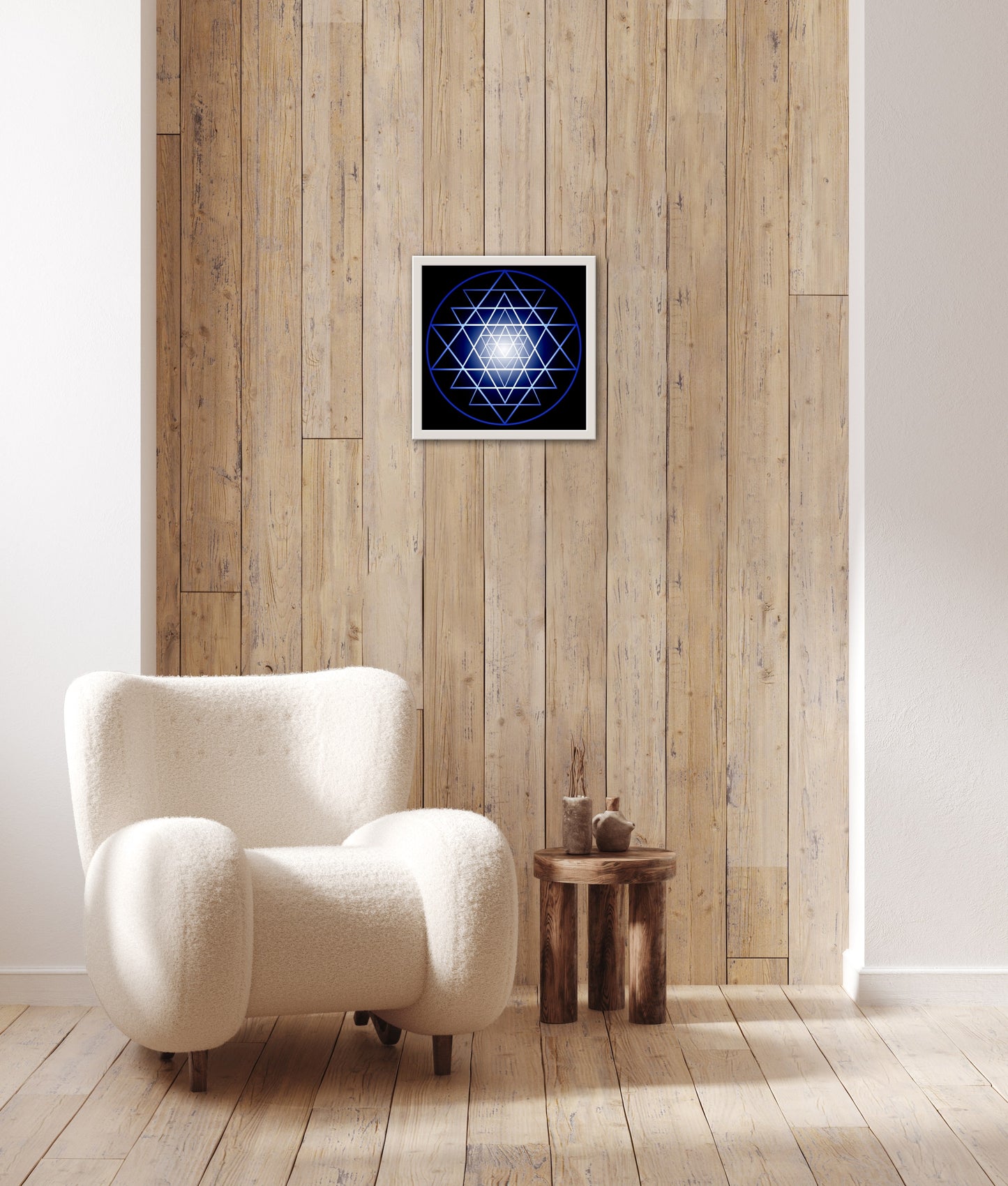 Shri Yantra in blue C-Type Print - Nature of Flowers