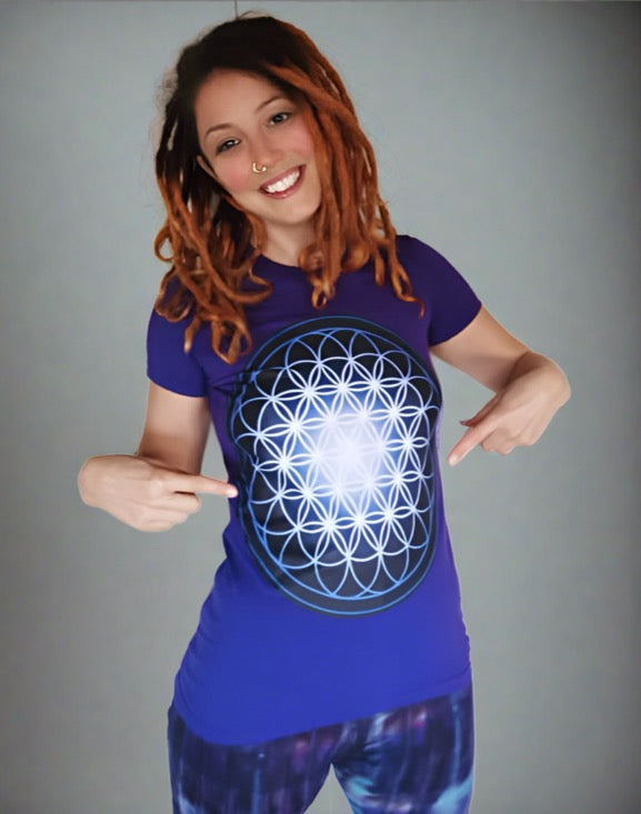 Flower of Life in Blue Women's T-Shirt - Nature of Flowers