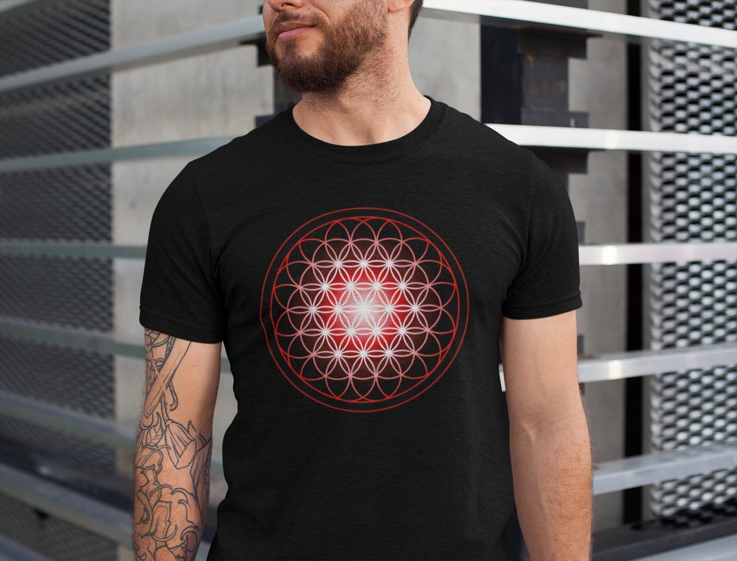 Flower of Life in Red Softstyle T-Shirt