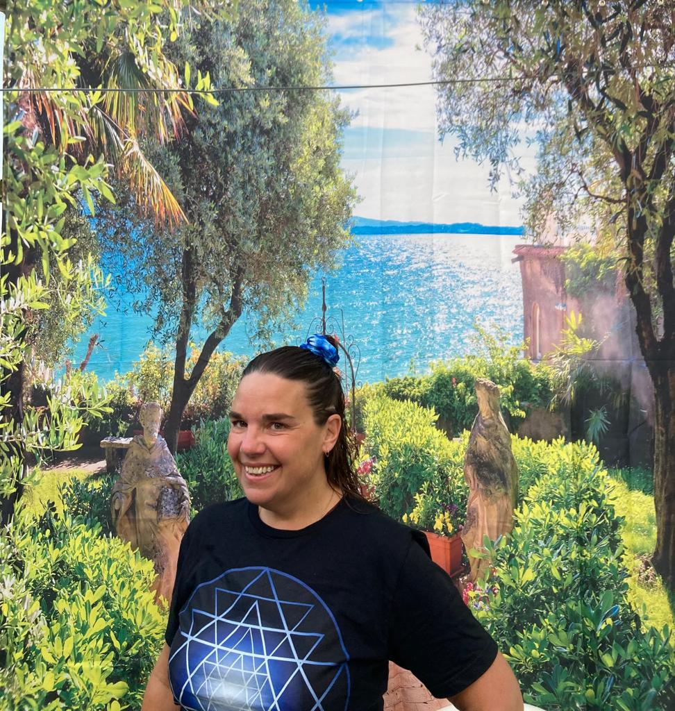 Shri Yantra in Blue Women's T-Shirt - Nature of Flowers