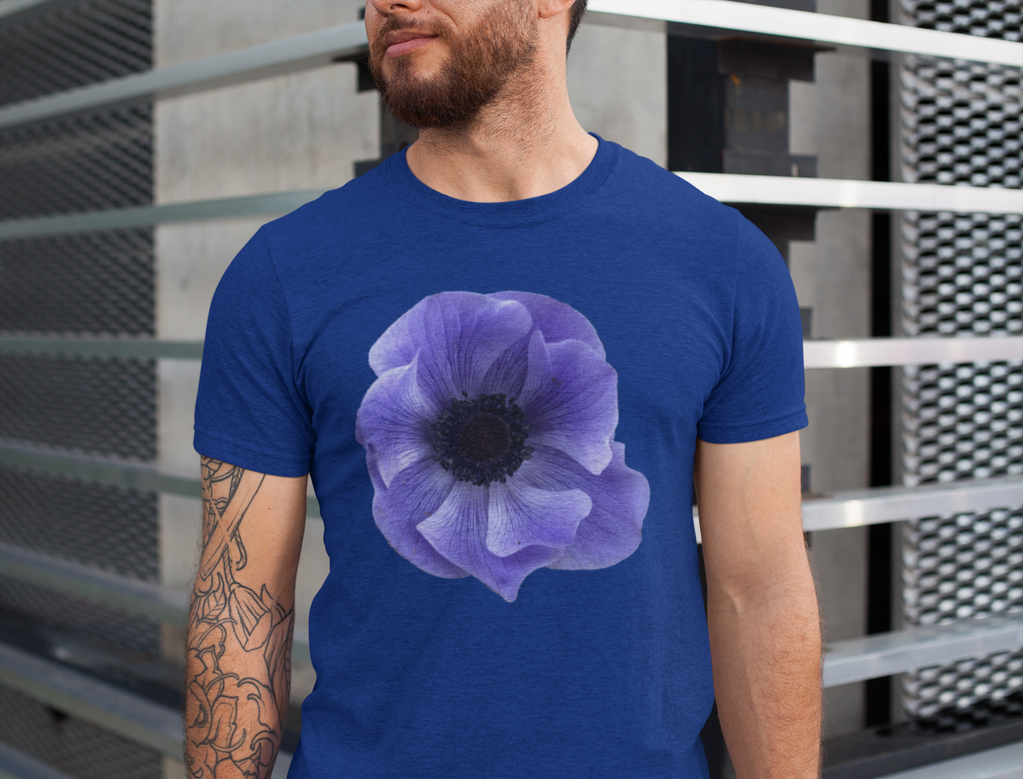 Mistral Blue Anemone Flower Softstyle T-Shirt