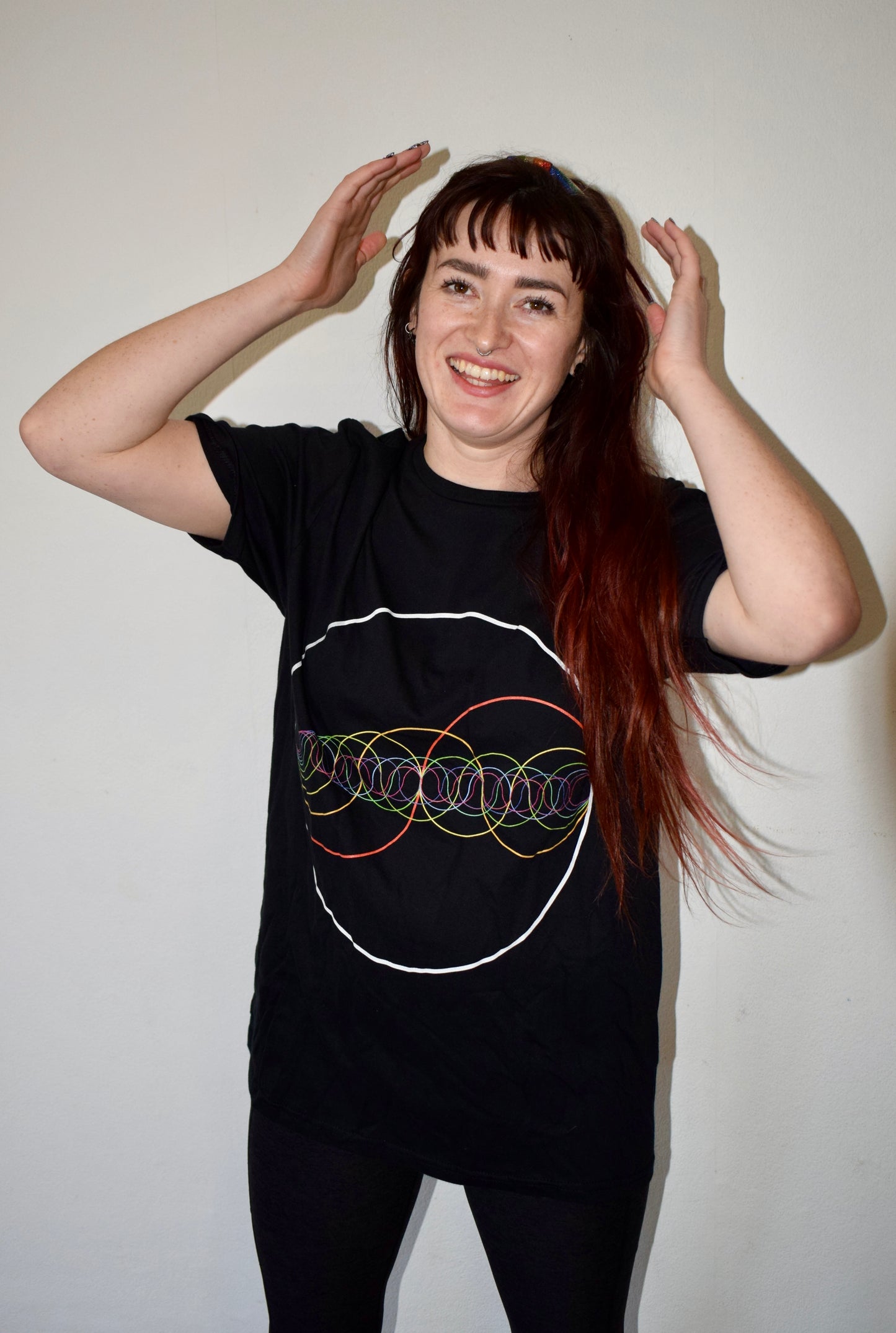 Rainbow-Coloured Waves in Circle T-Shirt - Nature of Flowers