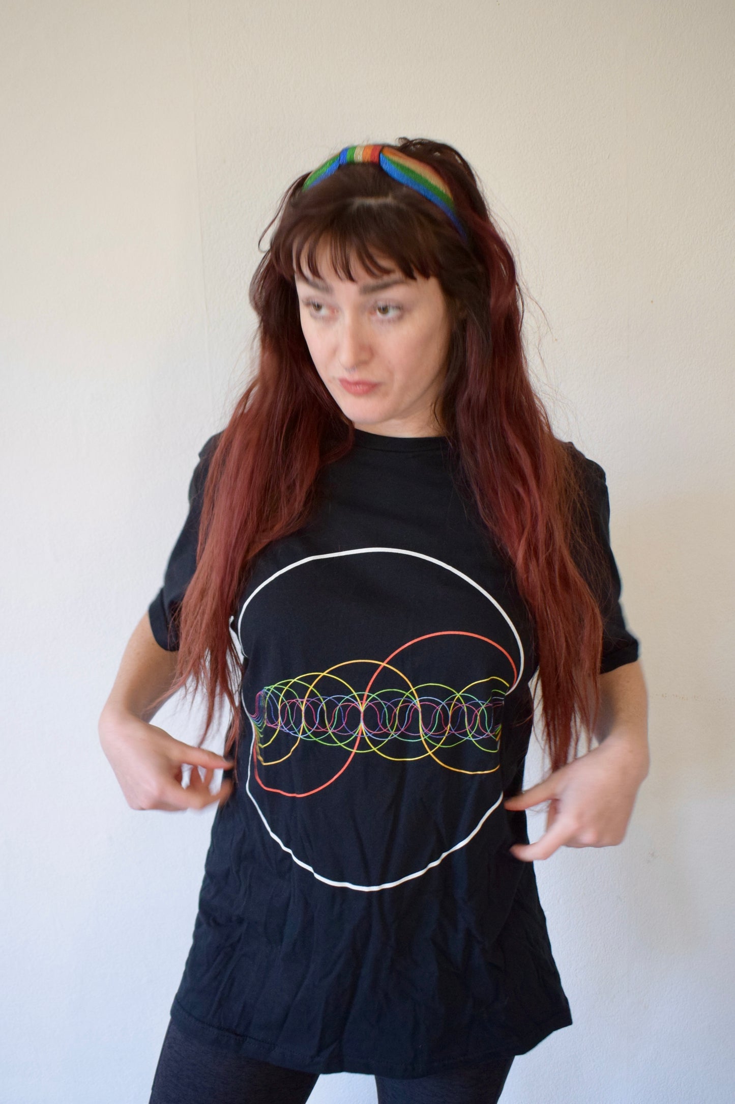 Rainbow-Coloured Waves in Circle T-Shirt - Nature of Flowers