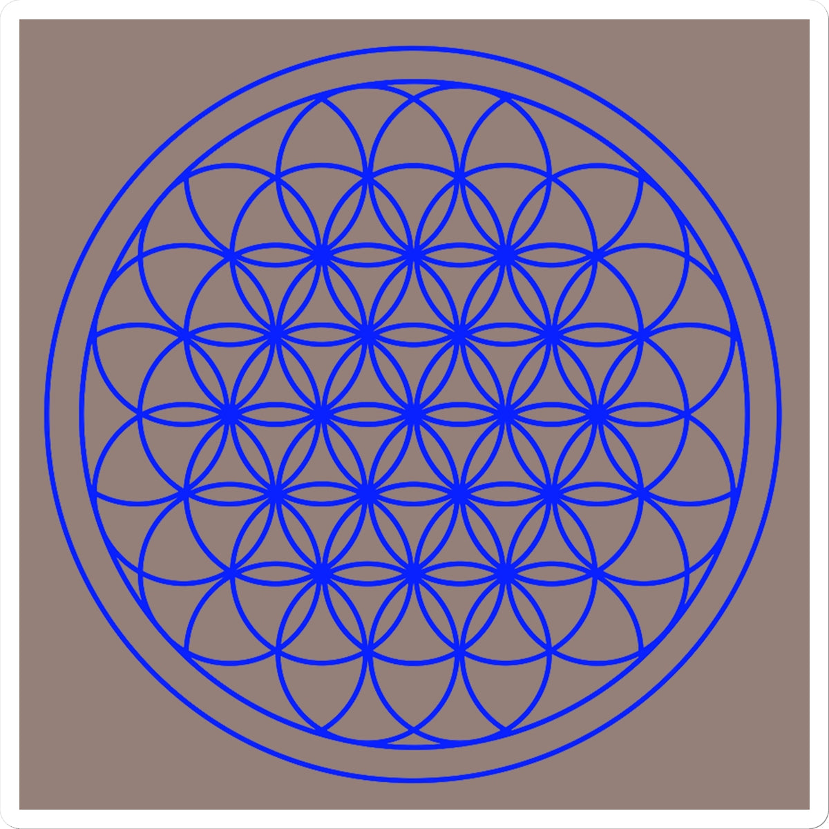 Flower of Life in Blue with Brown background Sticker