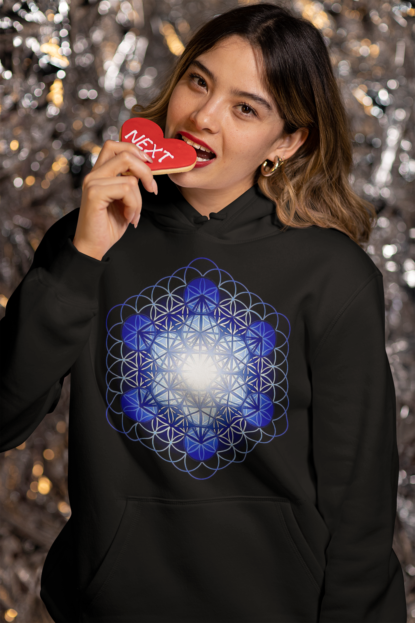 Fruit of Life Glow in Blue College Hoodie