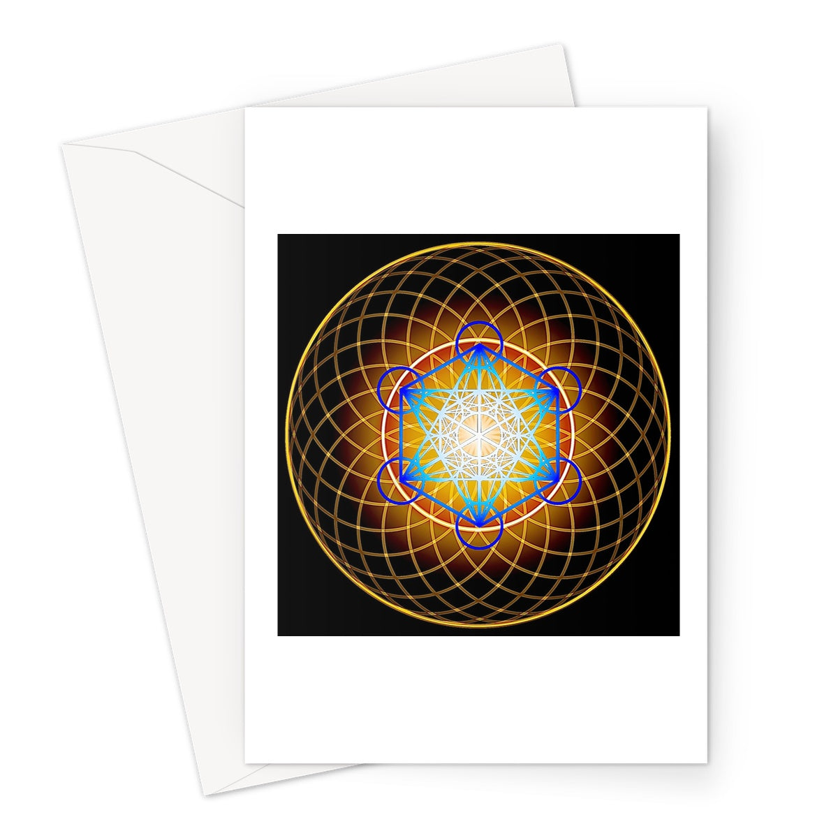 Metatron's Cube inside a New Flower of Life Print Greeting Card