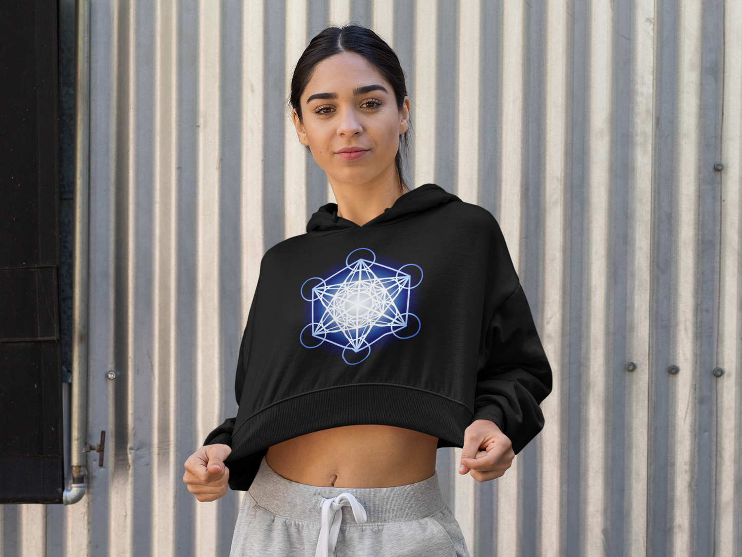 Metatron's Cube in Blue College Hoodie