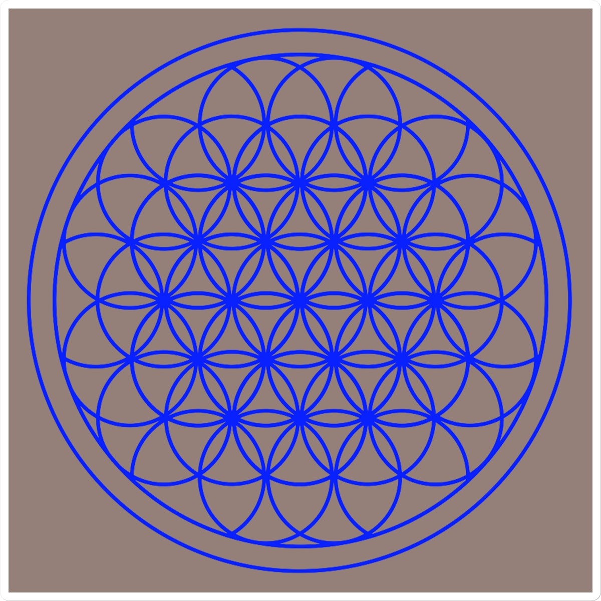 Flower of Life in Blue with Brown background Sticker