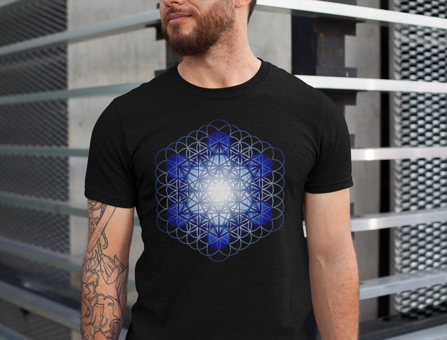 Fruit of Life Glow in Blue Softstyle T-Shirt