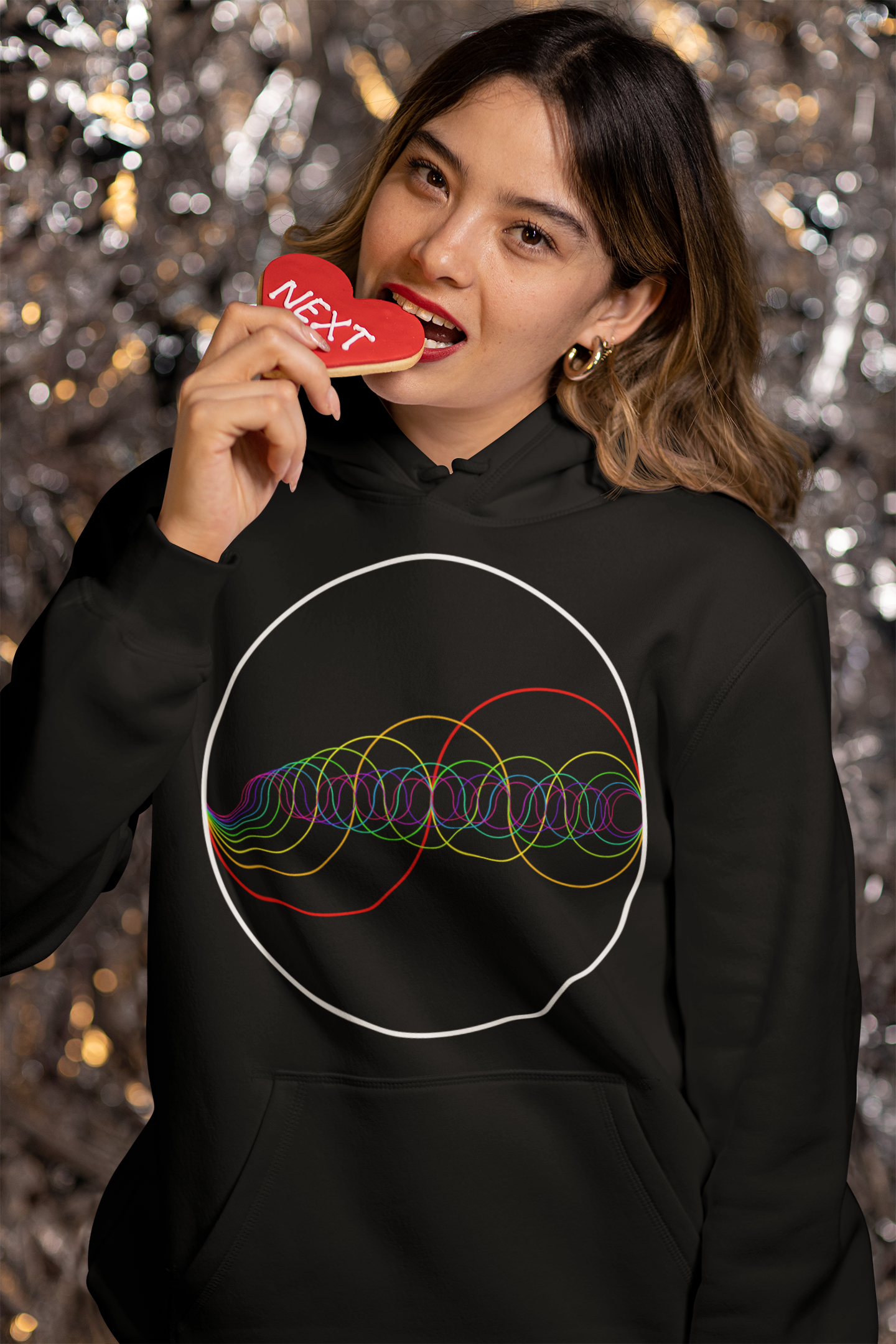Rainbow-Coloured Waves in Circle College Hoodie
