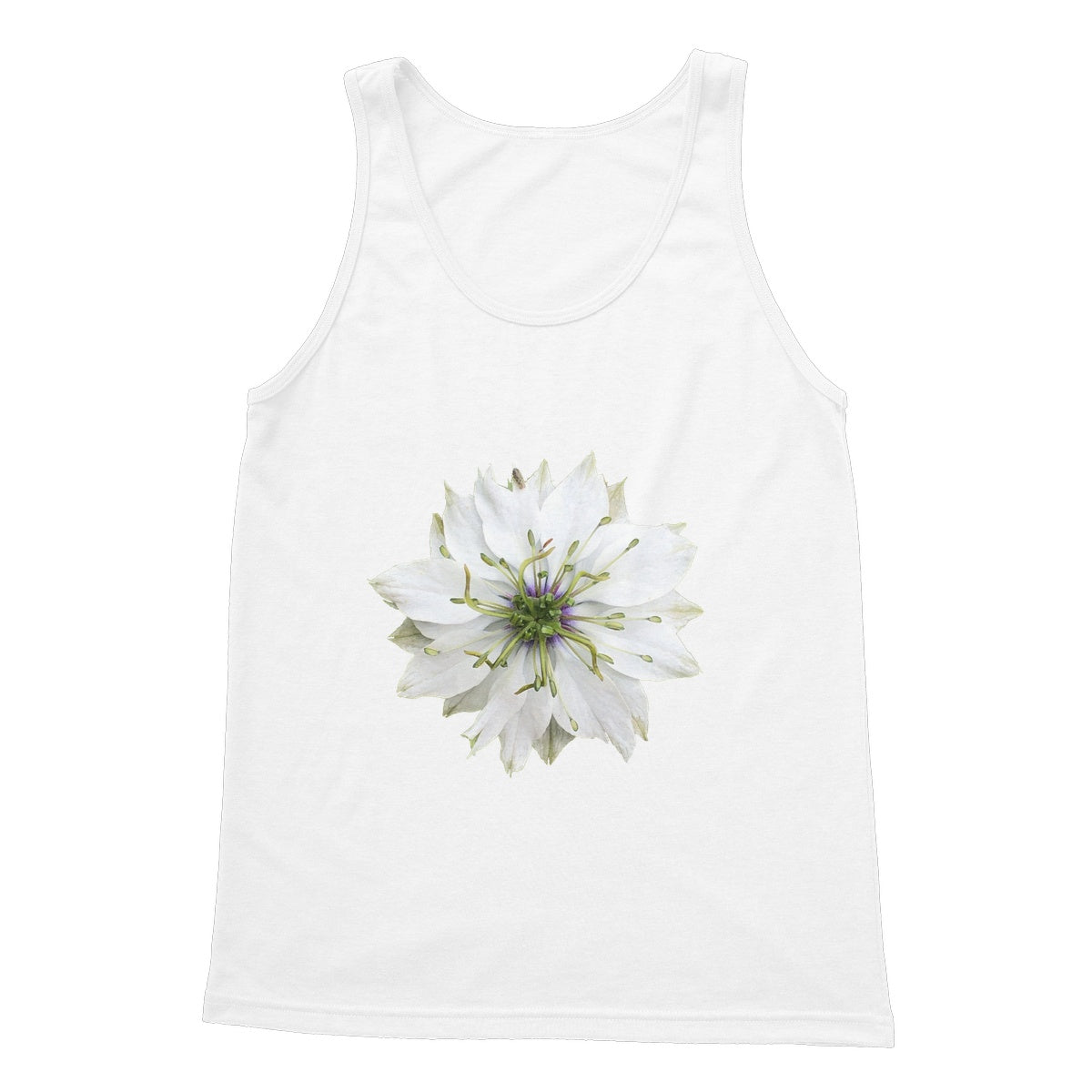 White Flower 'Nigella Love in the Mist' Softstyle Tank Top - Nature of Flowers