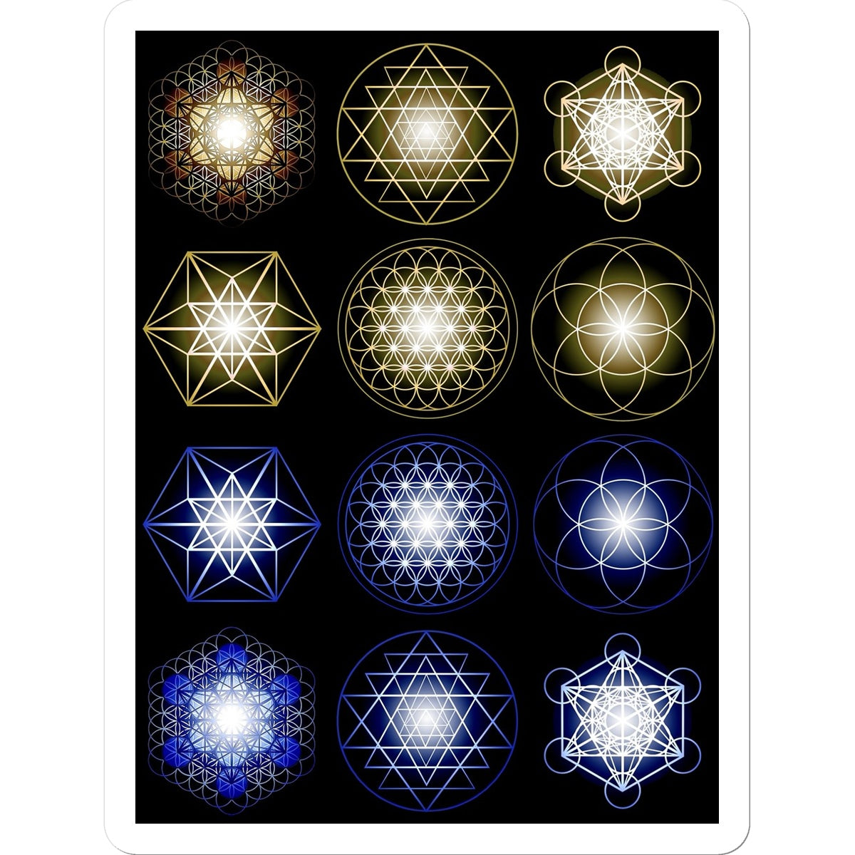 Sacred Geometry in Gold and Blue Print Sticker