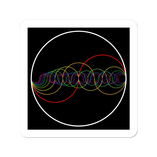Rainbow-Coloured Waves in Circle Print Sticker