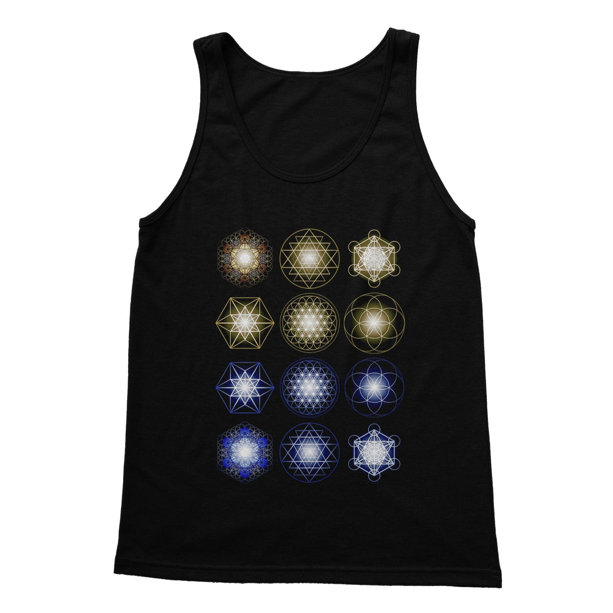 Sacred Geometry in Gold and Blue Softstyle Tank Top
