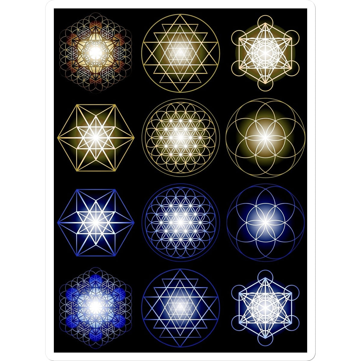Sacred Geometry in Gold and Blue Print Sticker