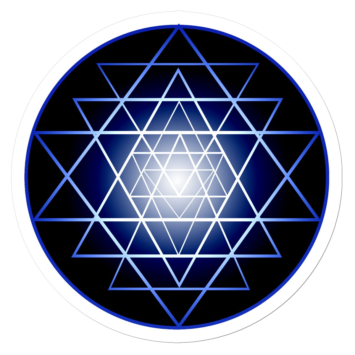 Shri Yantra in Blue Sticker - Nature of Flowers