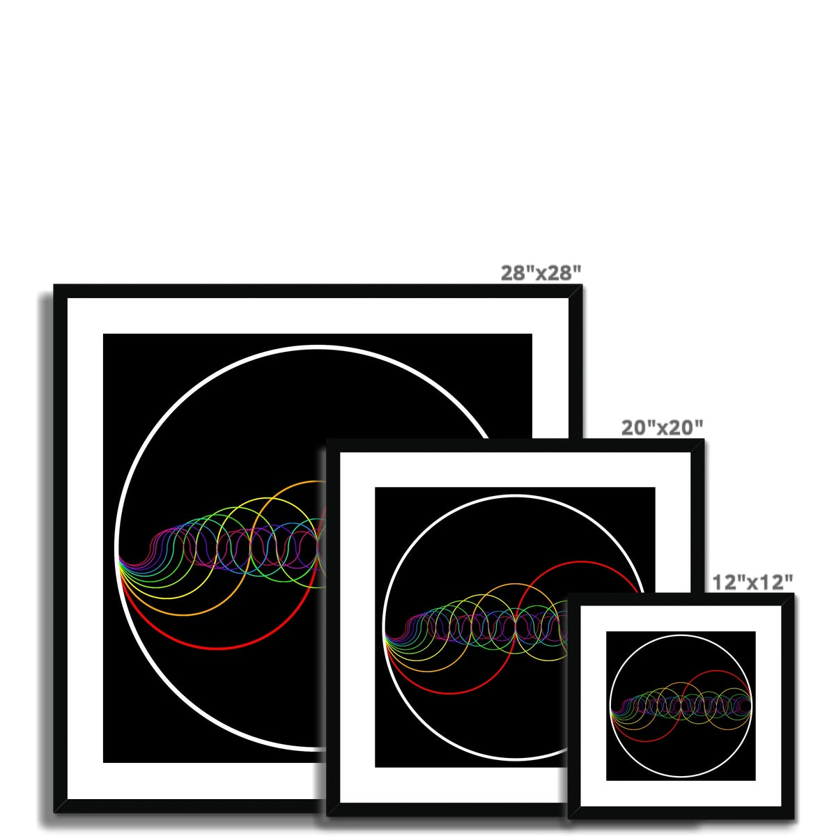 Rainbow-Coloured Waves in Circle Print Framed & Mounted Print