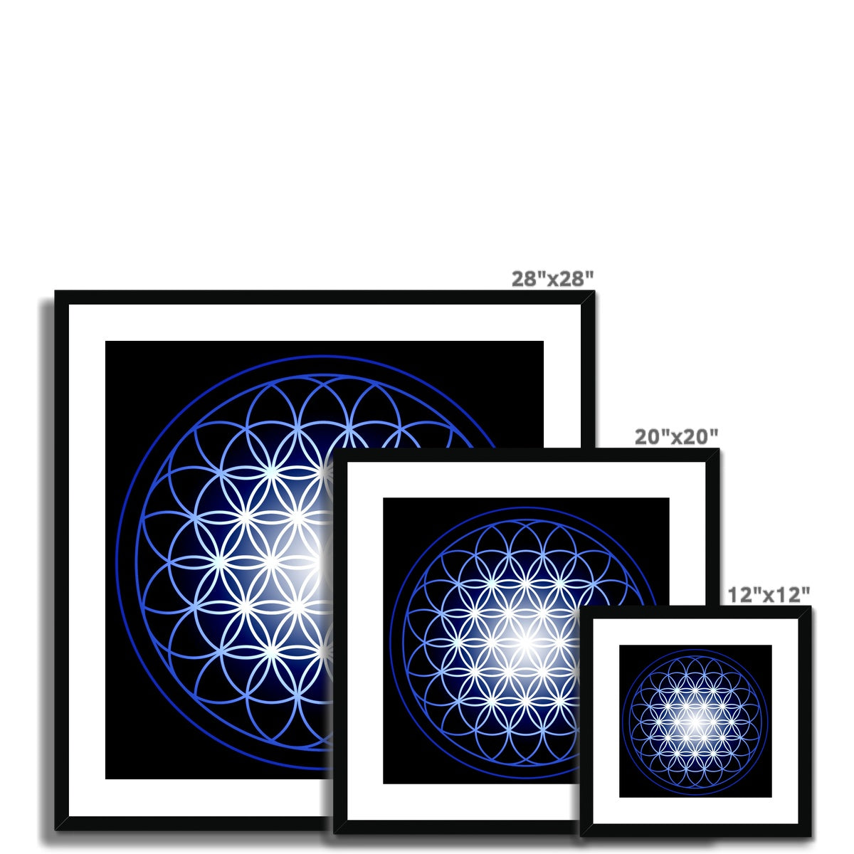 Flower of Life in Blue Print Framed & Mounted Print - Nature of Flowers