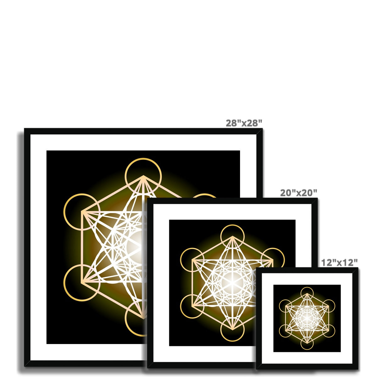 Metatrons Cube in Gold Framed & Mounted Print