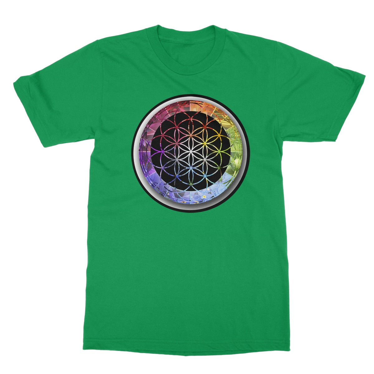 Flower of Life Rainbow Softstyle T-Shirt - Nature of Flowers