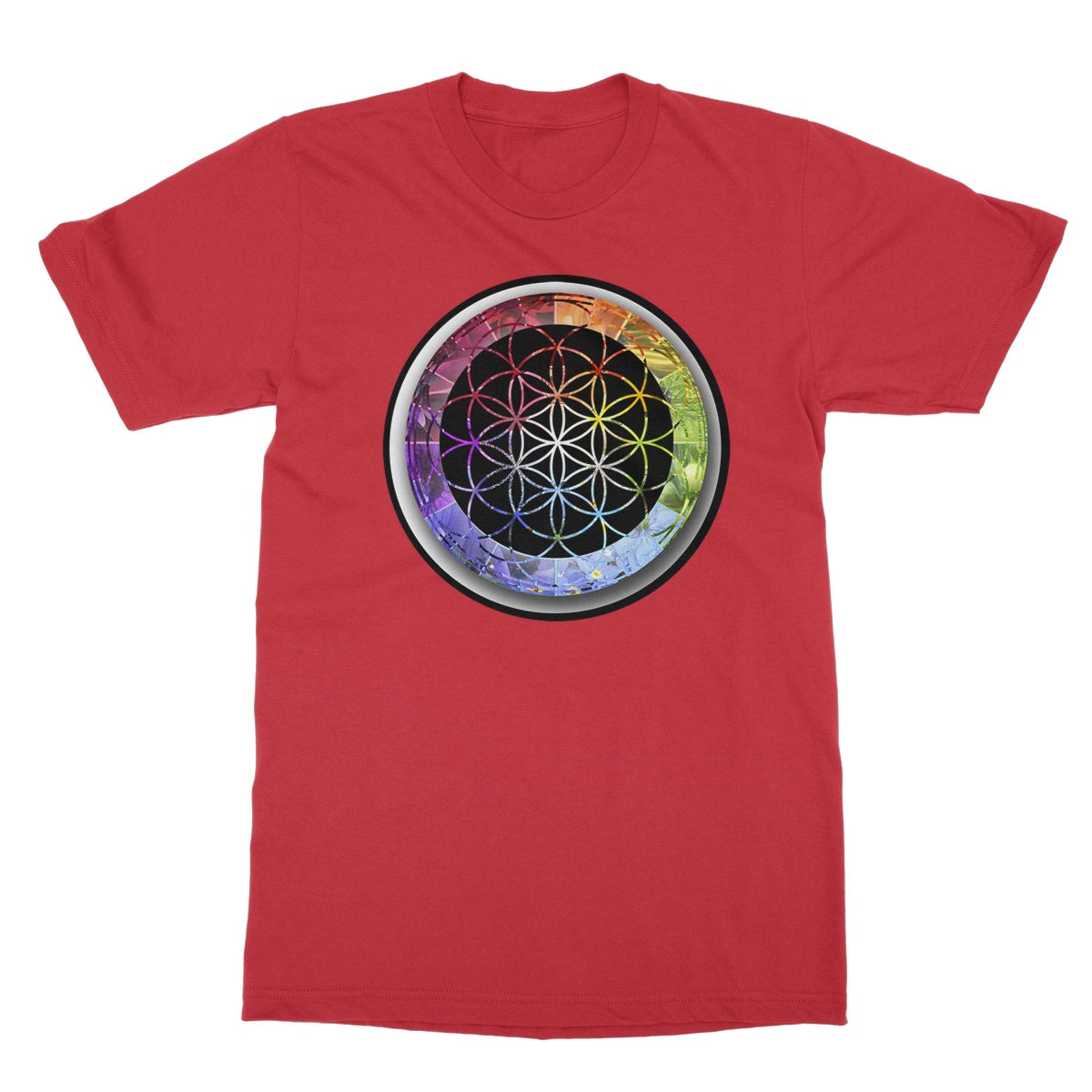Flower of Life Rainbow Softstyle T-Shirt - Nature of Flowers