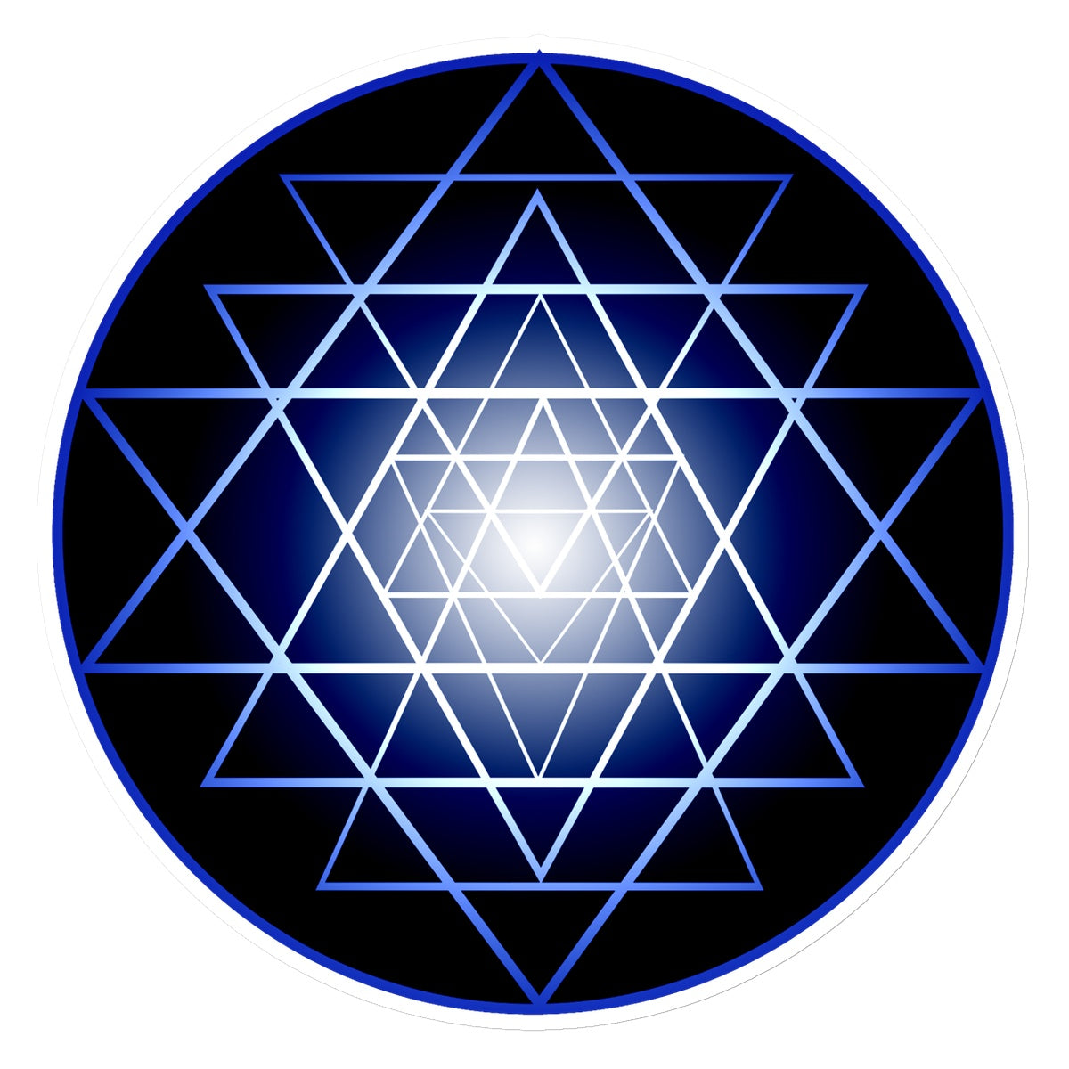 Shri Yantra in Blue Sticker - Nature of Flowers