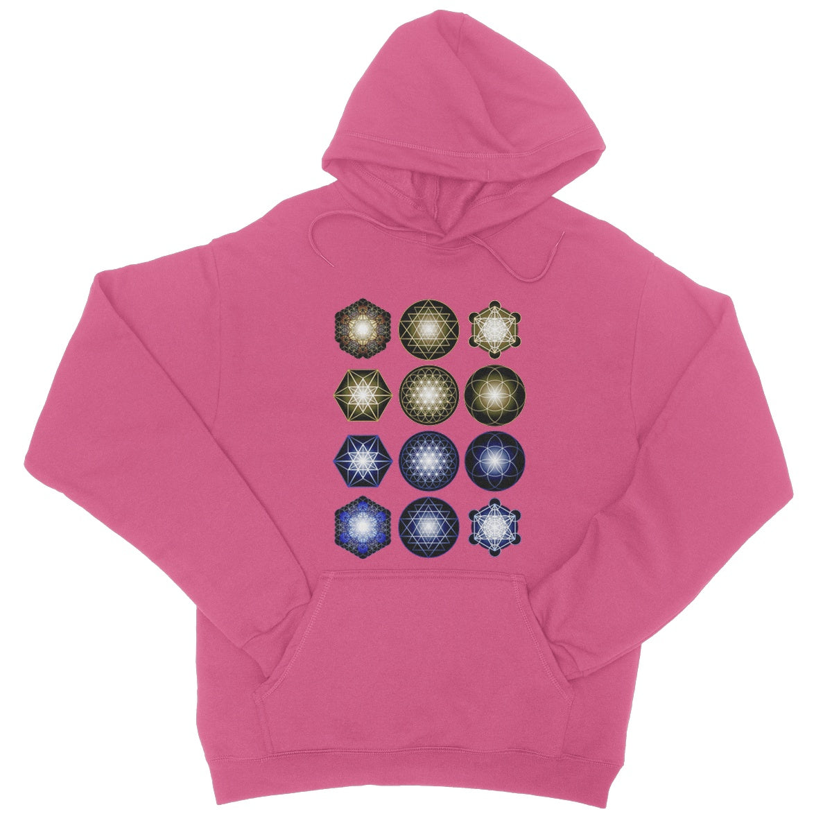 Sacred Geometry in Gold and Blue College Hoodie