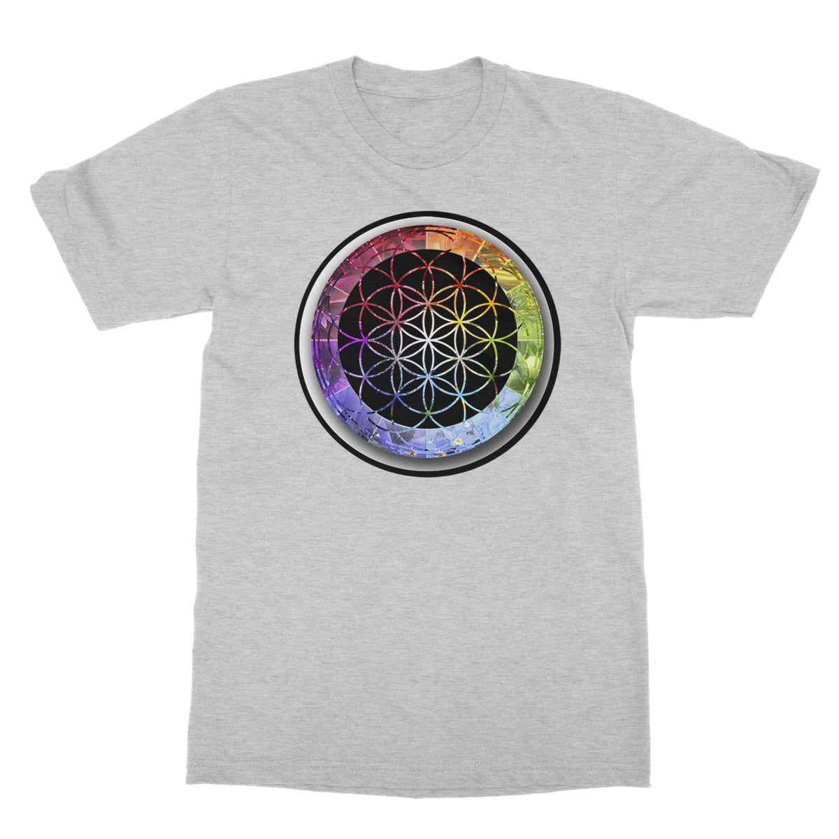 Flower of Life Rainbow Softstyle T-Shirt - Nature of Flowers