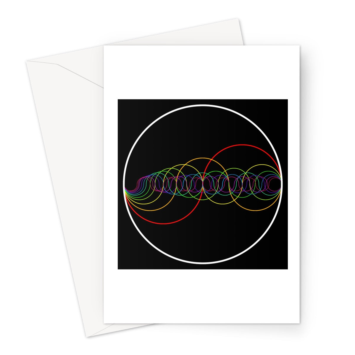Rainbow-Coloured Waves in Circle Print Greeting Card - Nature of Flowers