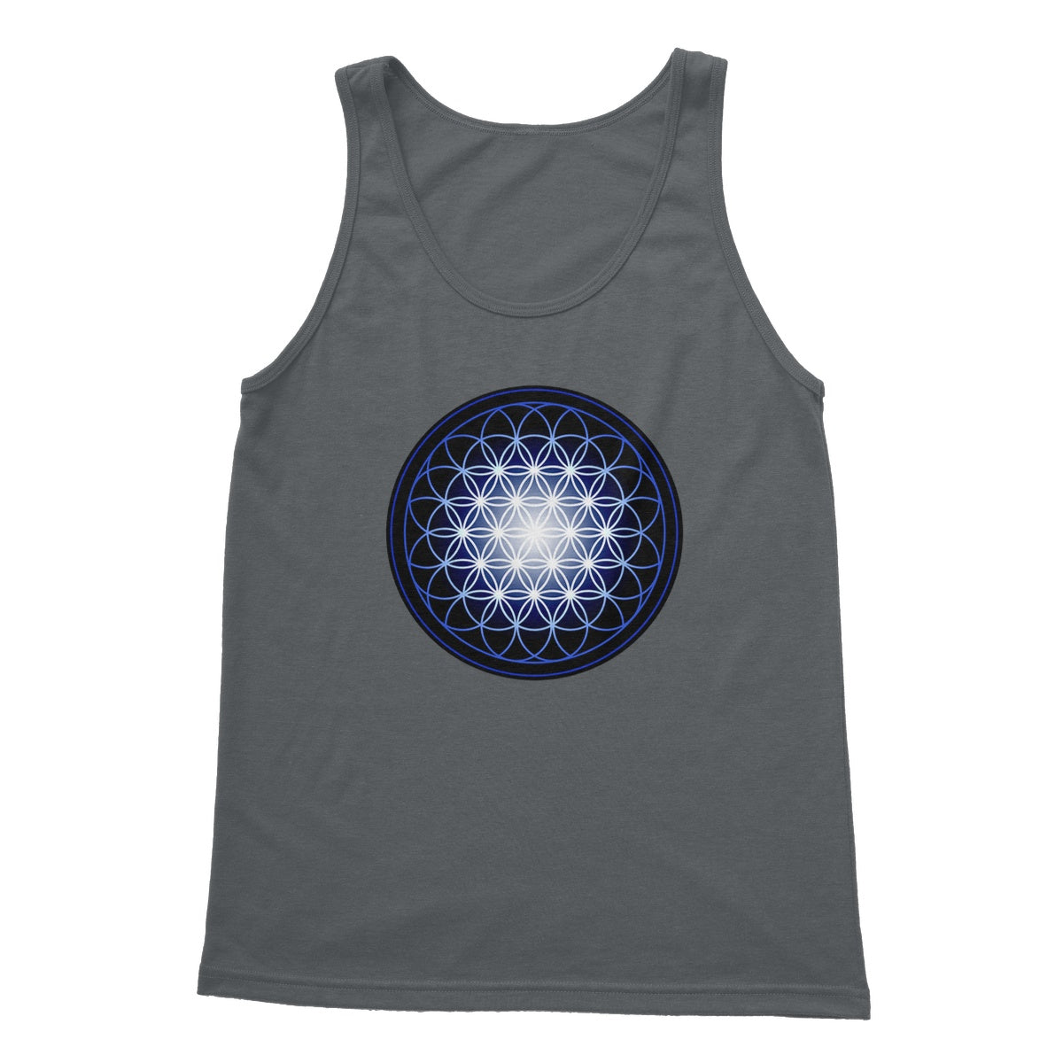 Flower of Life in Blue Softstyle Tank Top - Nature of Flowers
