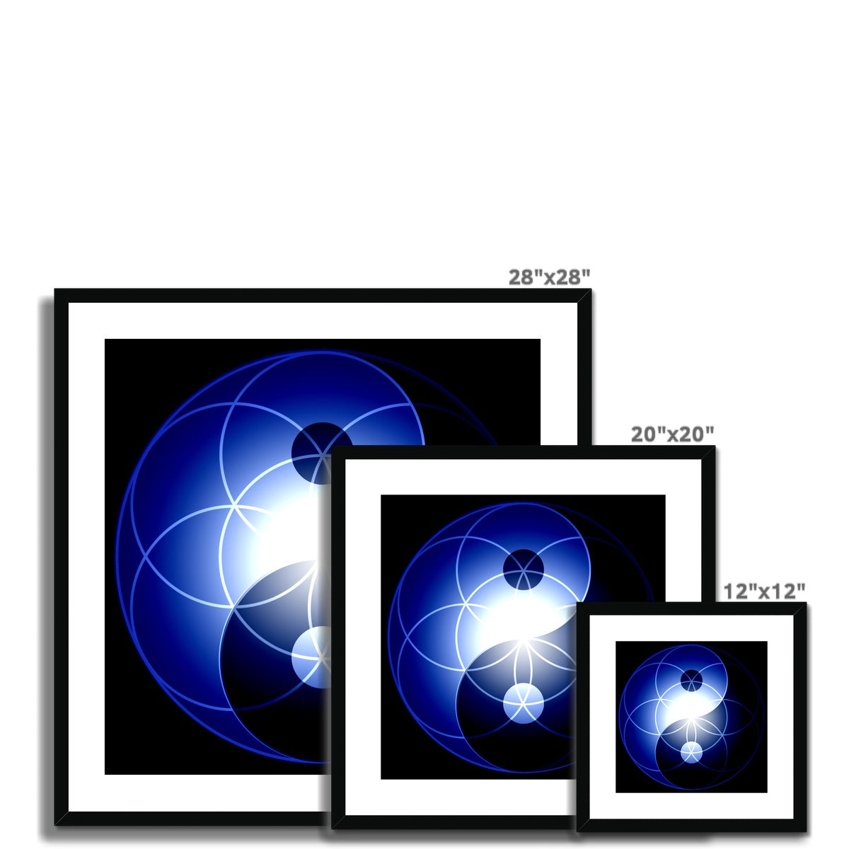 Yin Yang Seed of Life in blue Framed & Mounted Print
