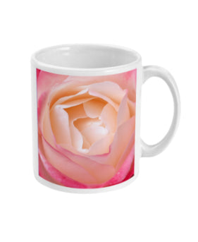 "Deep inside the mellowness" Pink Rose Double Flower Mug - Nature of Flowers