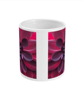 "Into the Darkest Shades" Purple Red Dahlia Double Flower Mug - Nature of Flowers